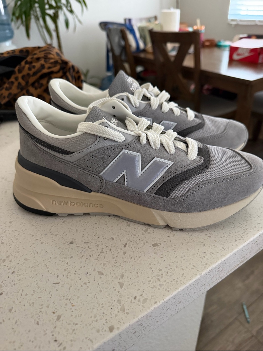 New Balance Gray and White Sneakers